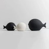 Black and White Ceramic Fish Sculpture