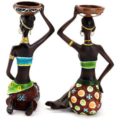African Women Candle Holder Sculpture