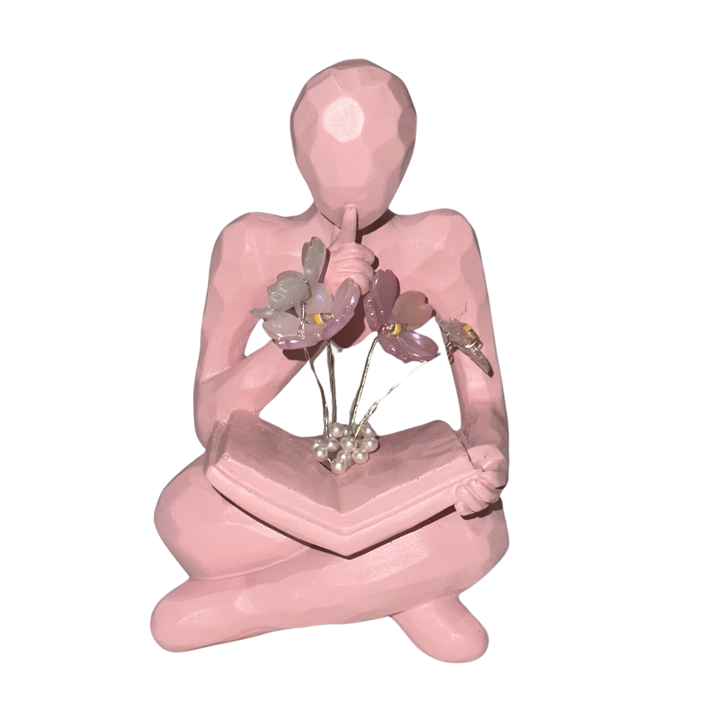 Illuminated Rose Reader Sculpture