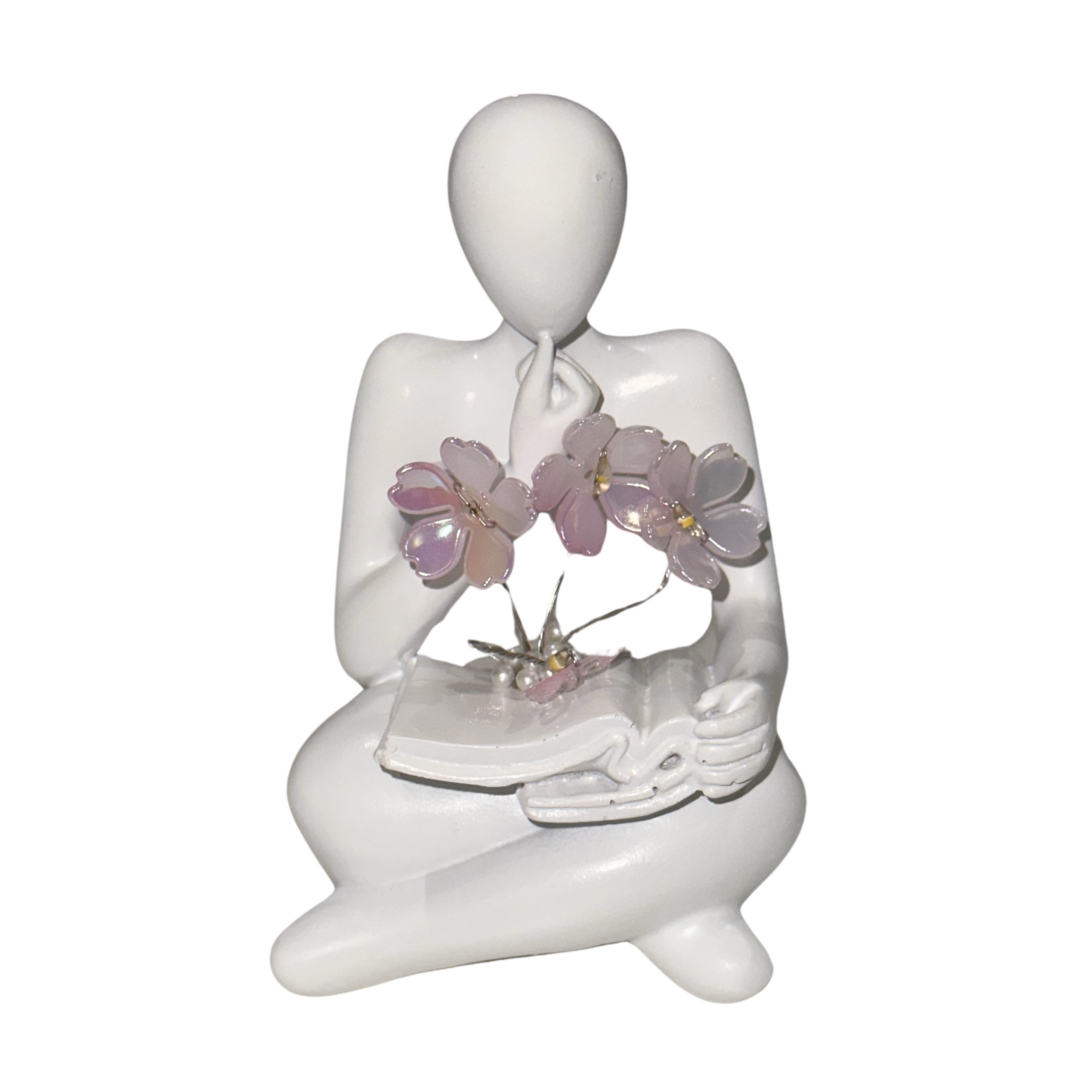 Illuminated Rose Reader Sculpture