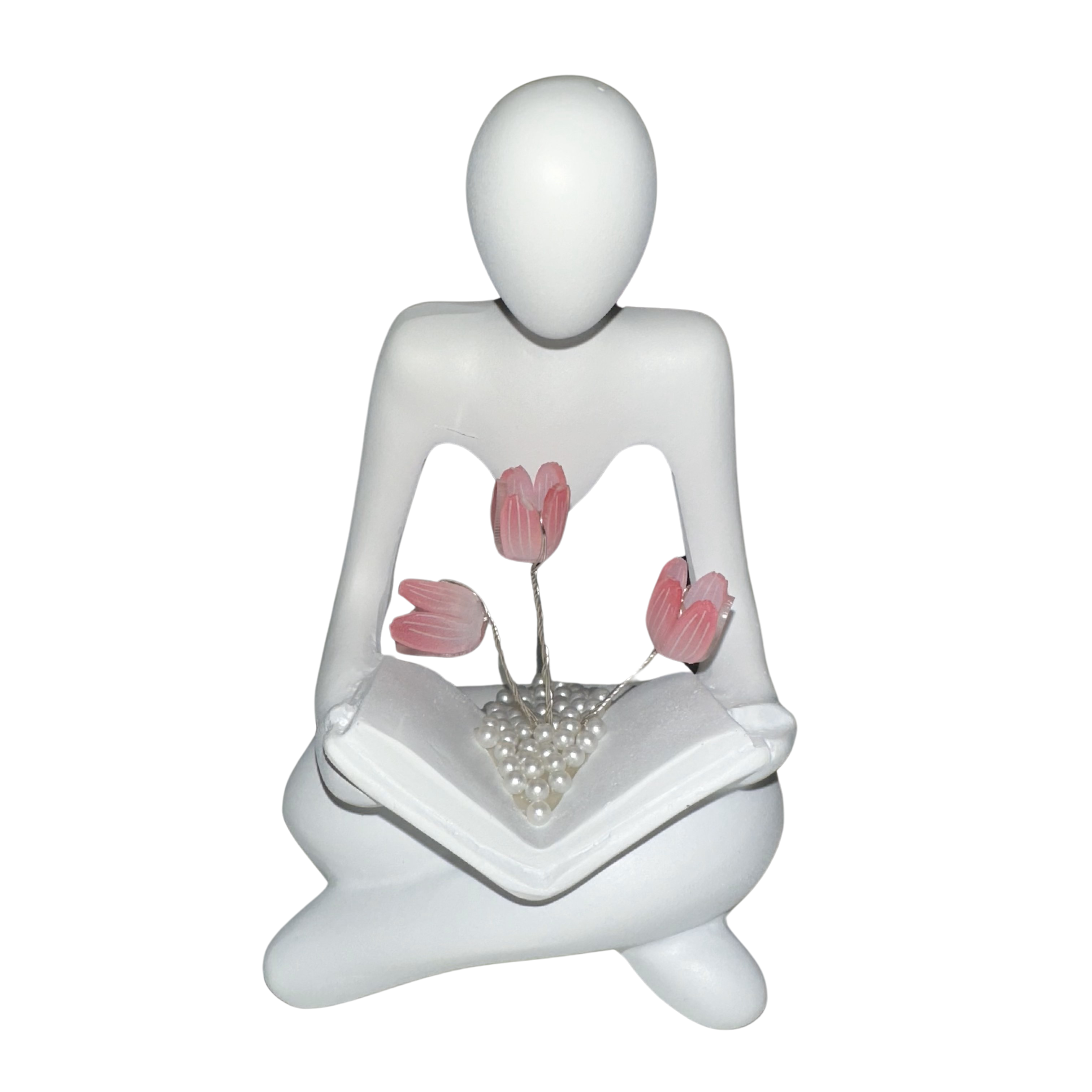Illuminated Rose Reader Sculpture