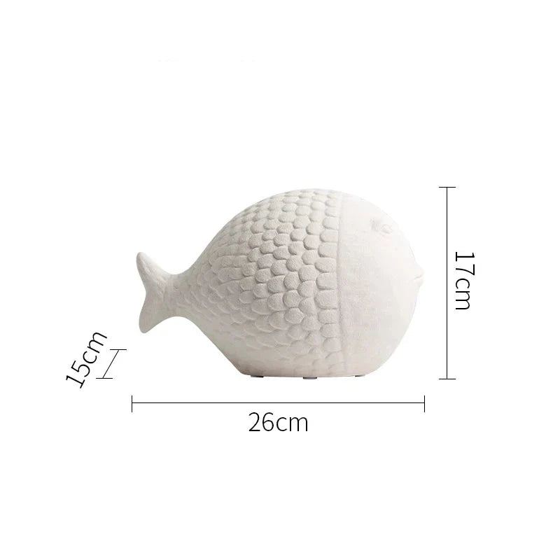 Black and White Ceramic Fish Sculpture