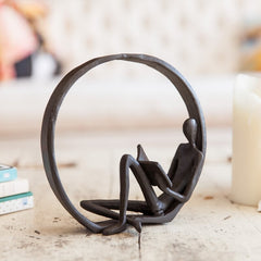Iron Reader Sculpture