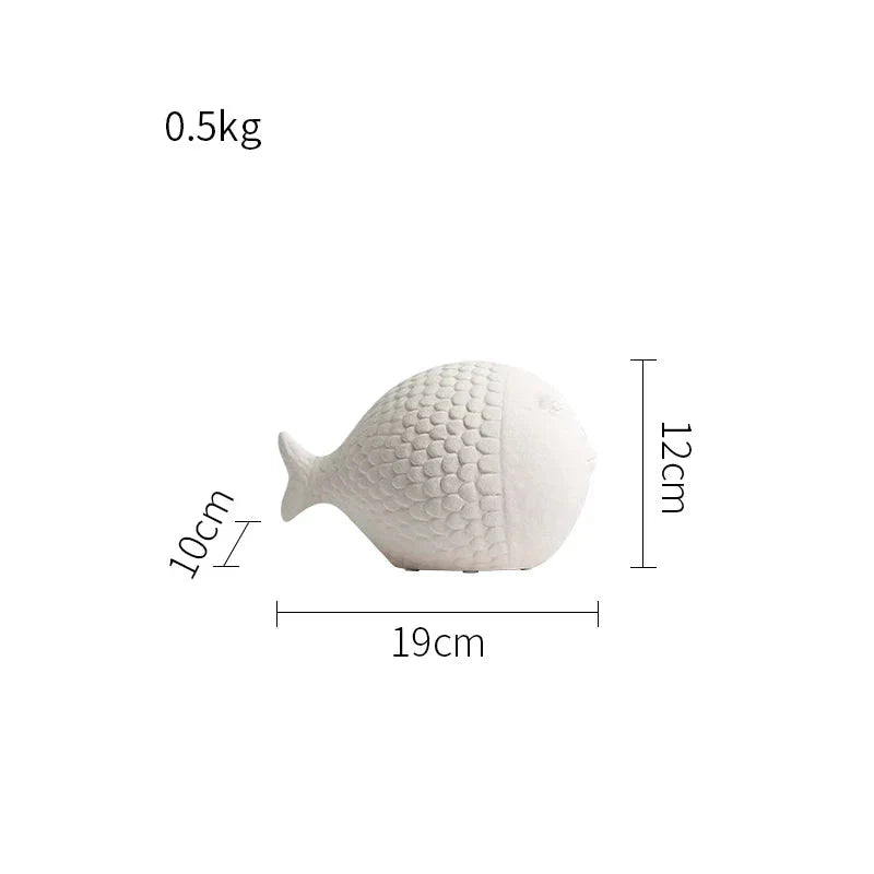 Black and White Ceramic Fish Sculpture