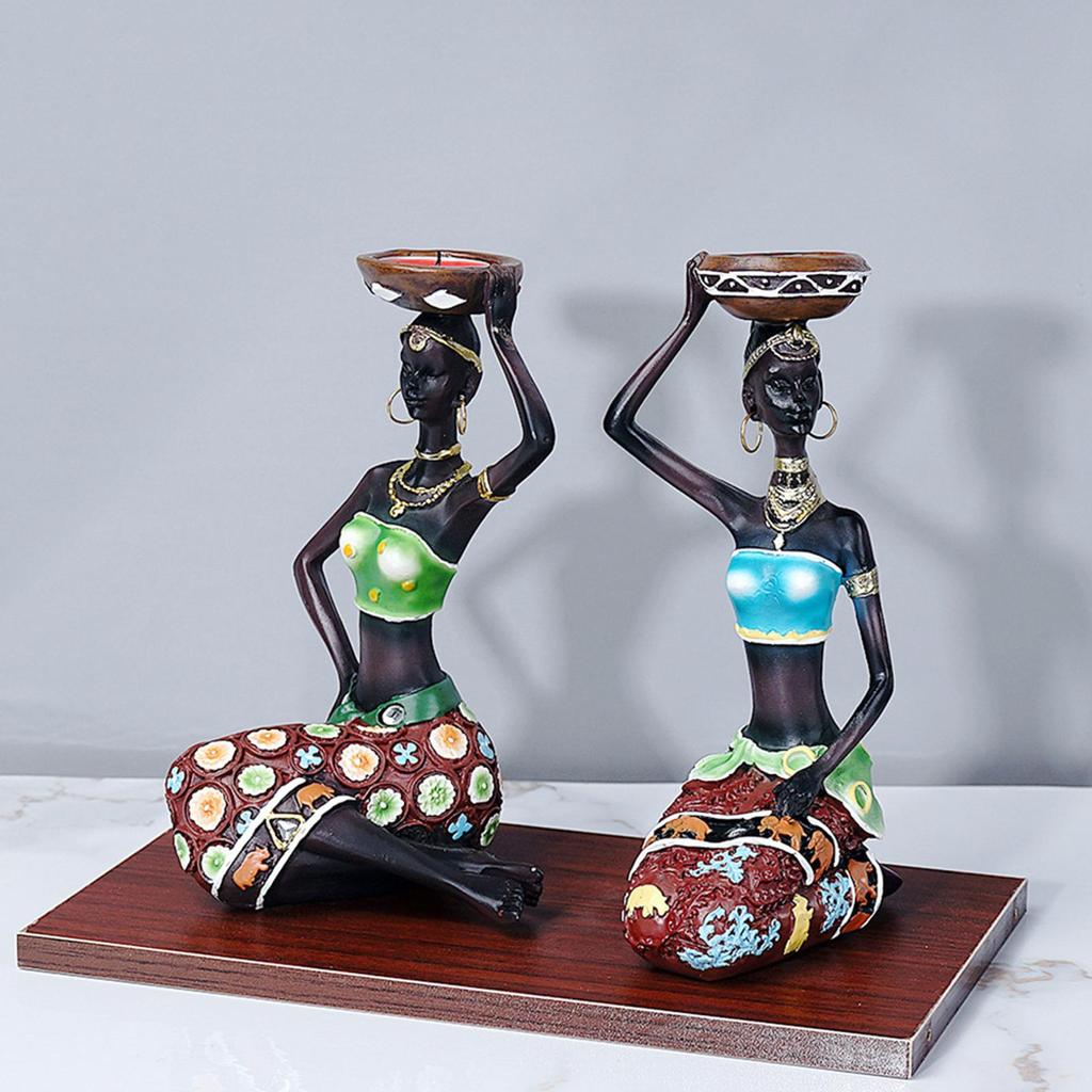 African Women Candle Holder Sculpture
