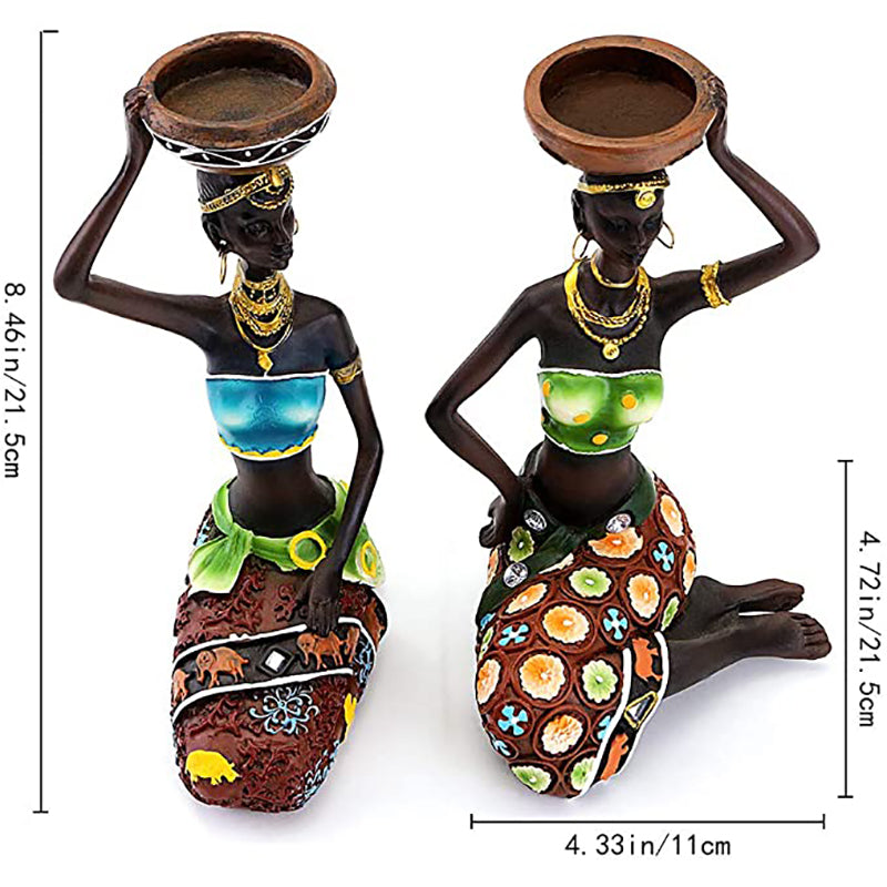 African Women Candle Holder Sculpture