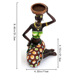 African Women Candle Holder Sculpture