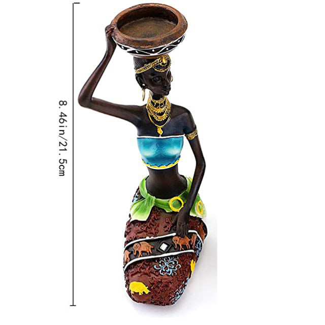 African Women Candle Holder Sculpture